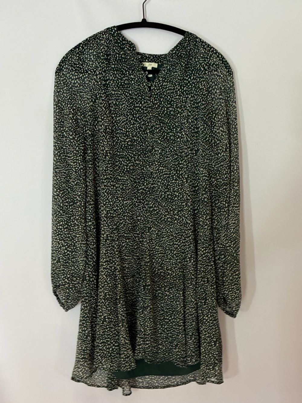 Joie Green and White Printed Long-Sleeve Tunic Dress -Sz S - Picture 2 of 8